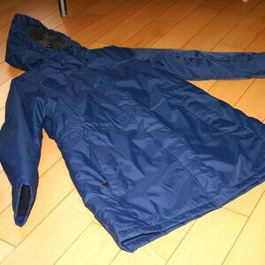 L.L.BEAN Navy Blue Coat with Hood-Lined-Medium